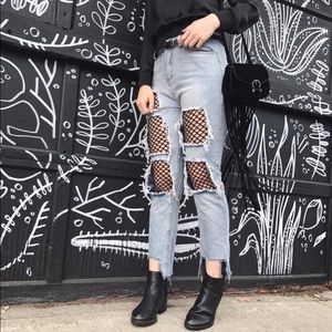 Jeans with mesh